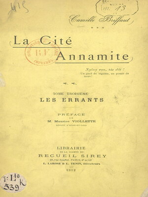 cover image of La cité annamite (3). Les errants